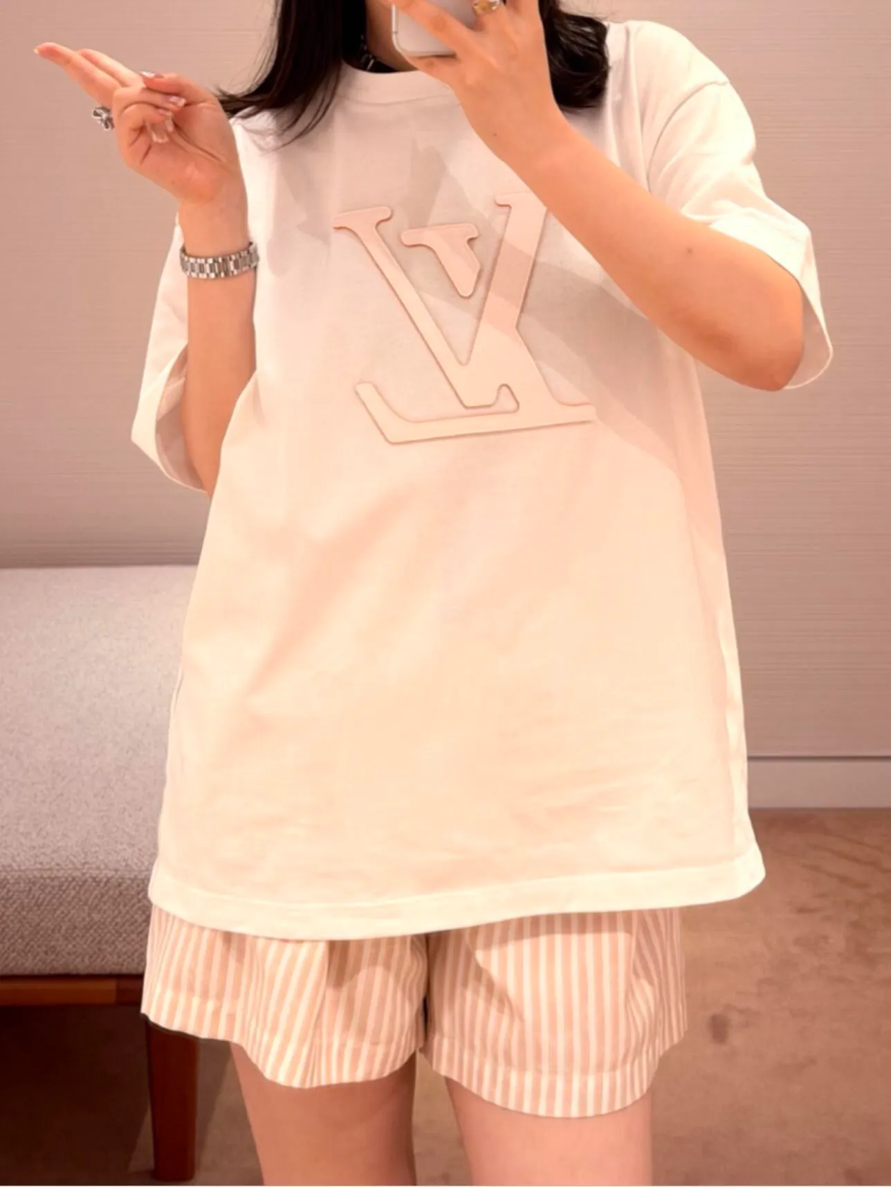 Louis Vuitton/Louis Vuitton laser cut logo short sleeves